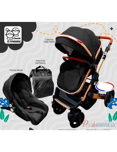 Coche moises con porta bebe Prado - Negro  - 2