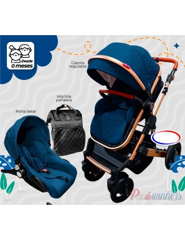 Coche moises con porta bebe Prado - Azul  - 1