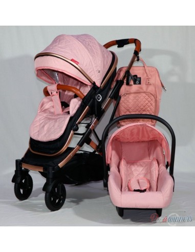 Coche Moises con porta Bebe Mini - Rosado  - 1