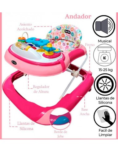 Andador Baby Kits Sander - Rosado  - 1